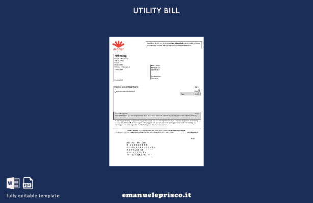 modello word di bolletta delle utenze belga scarlatta stile verificato